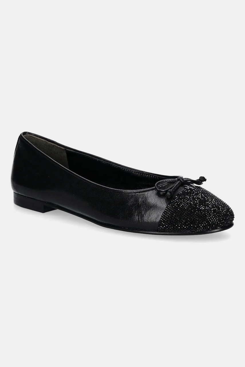 Tory Burch balerini de piele Cap-Toe Pave Ballet culoarea negru, 166214-004 Tory Burch balerini de piele Cap-Toe Pave Ballet culoarea negru, 166214-004
