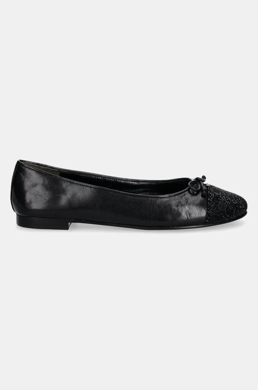 Кожаные балетки Tory Burch Cap-Toe Pave Ballet цвет чёрный 166214-004 Кожаные балетки Tory Burch Cap-Toe Pave Ballet цвет чёрный 166214-004