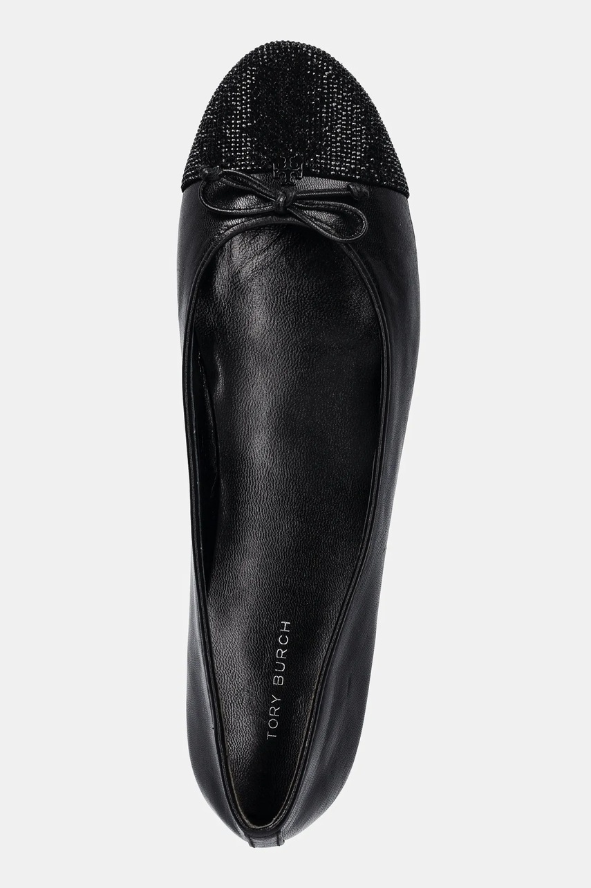 Δερμάτινες μπαλαρίνες Tory Burch Cap-Toe Pave Ballet χρώμα: μαύρο, 166214-004 φωτογραφία