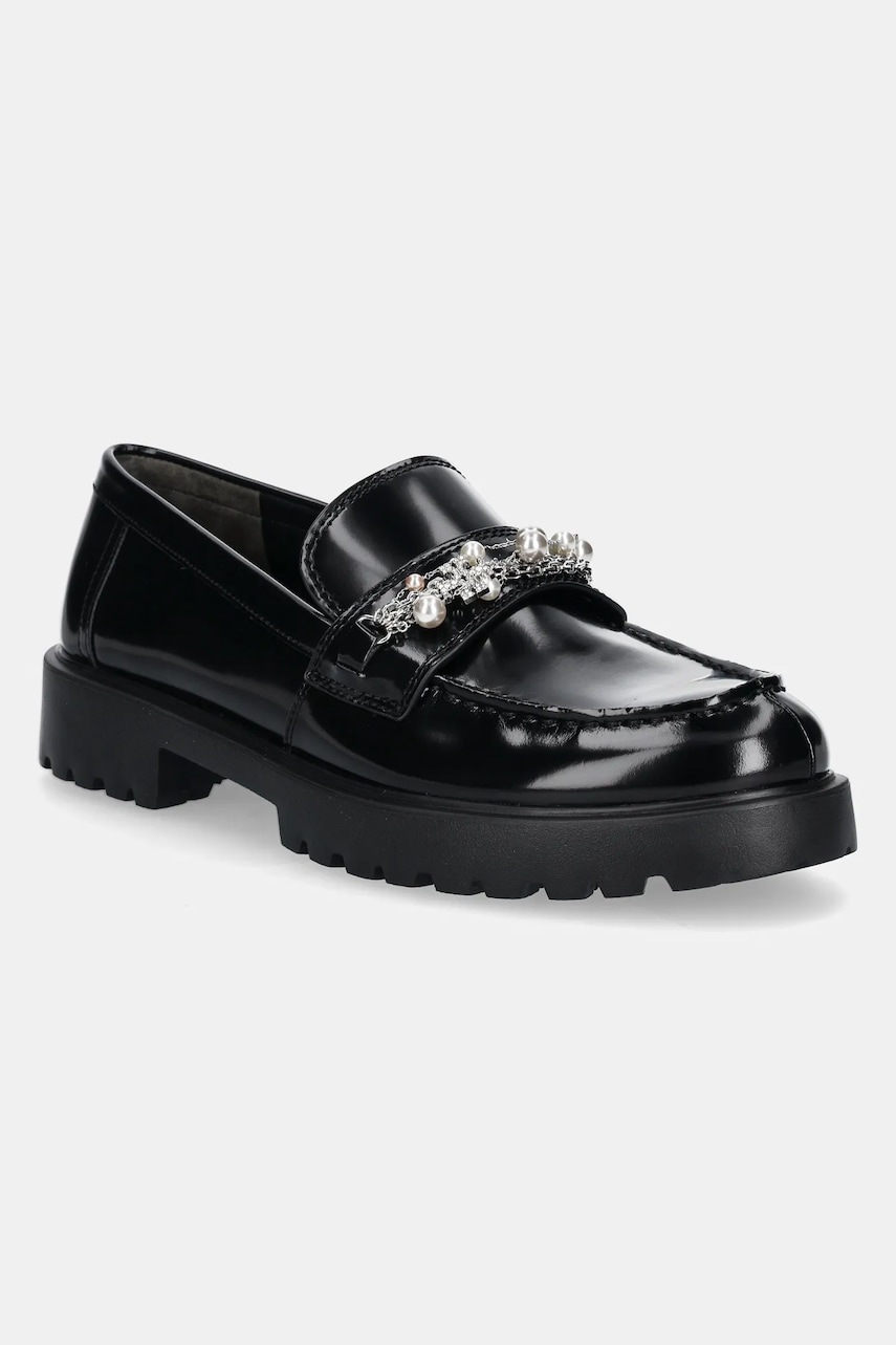 Tory Burch mocasini de piele Classic Embellished Lug Loafer femei, culoarea negru, cu toc plat, 165828-006 Tory Burch mocasini de piele Classic Embellished Lug Loafer femei, culoarea negru, cu toc plat, 165828-006