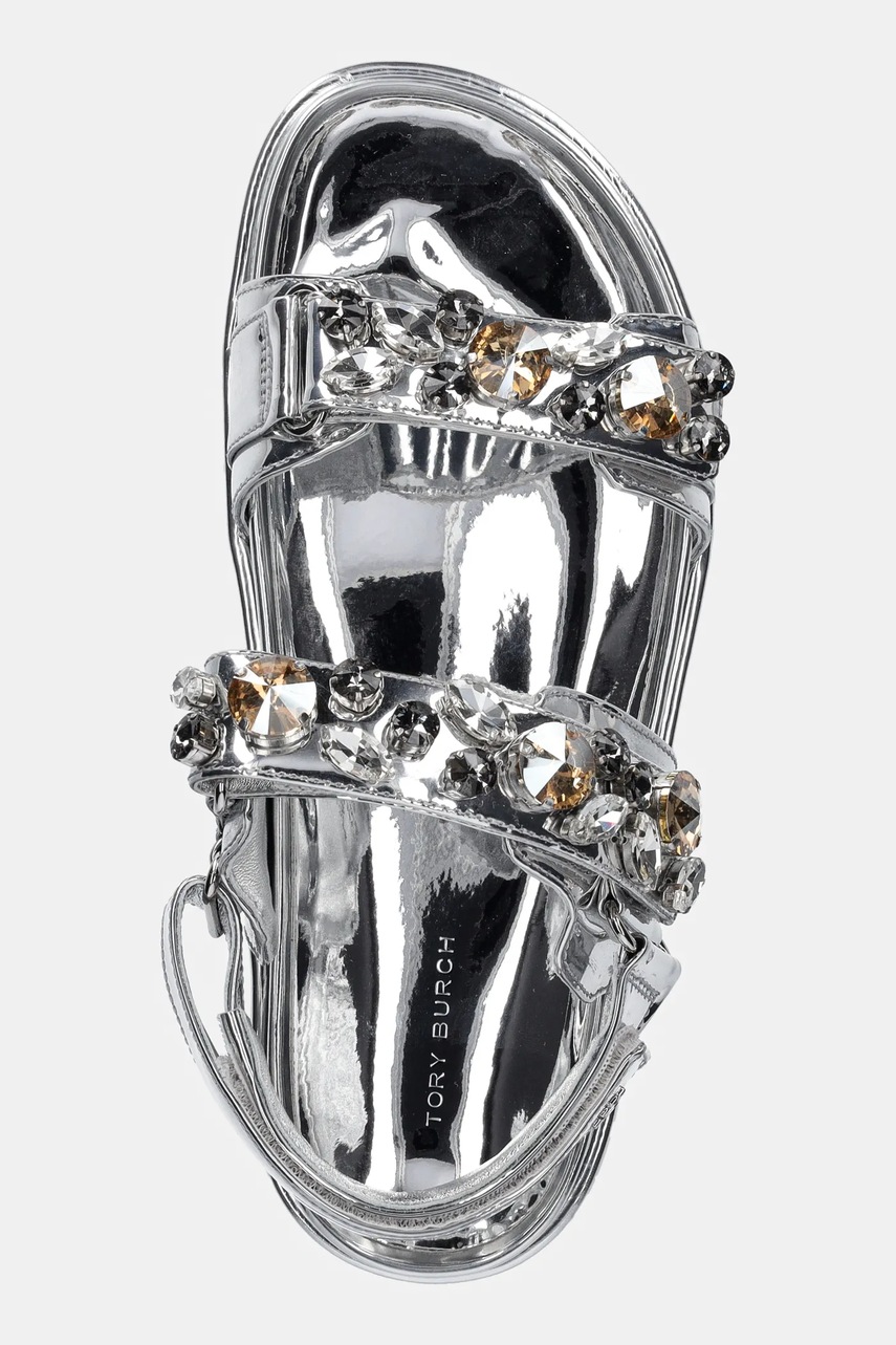 Σανδάλια Tory Burch Kira Embellished Sport Sandal χρώμα: ασημί, 164798-020 φωτογραφία