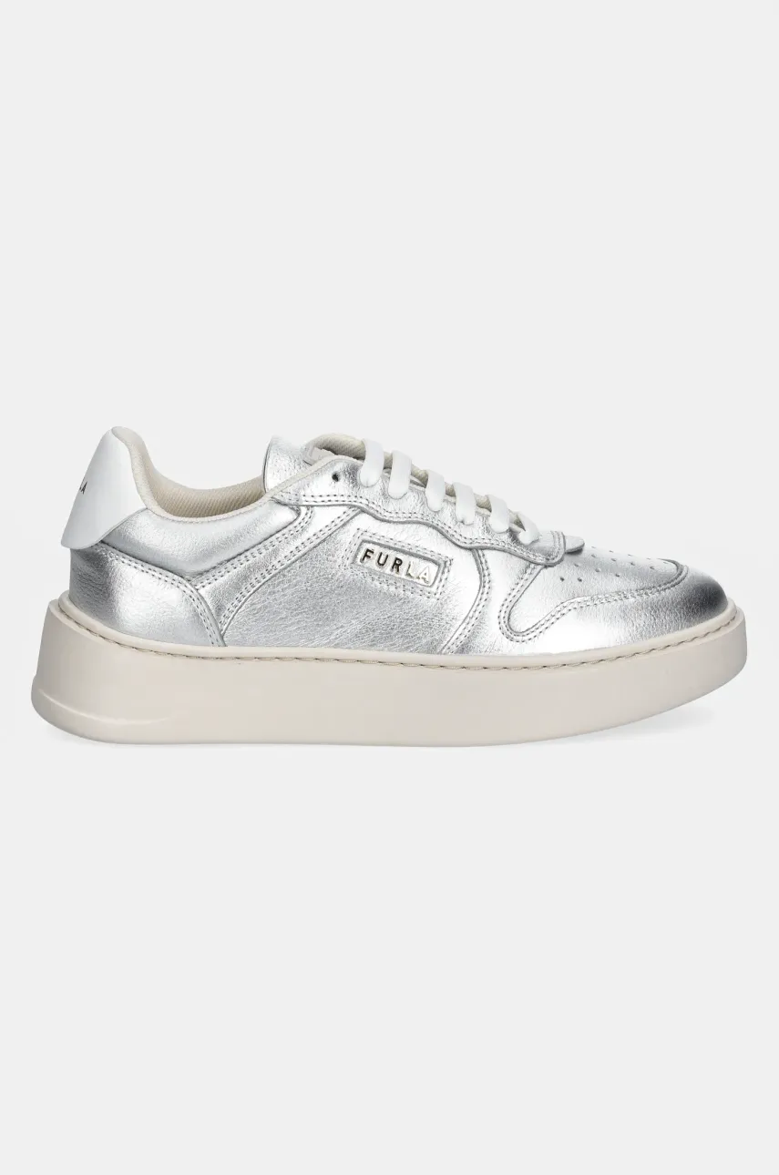 Кожаные кроссовки Furla Sport Lace-Up Sneaker цвет серебрянный YJ17SPT BX3714 P3300 Кожаные кроссовки Furla Sport Lace-Up Sneaker цвет серебрянный YJ17SPT BX3714 P3300
