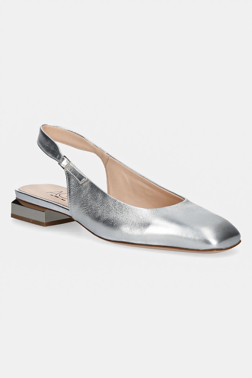 AGL pantofi de piele Angie L Sling B culoarea argintiu, cu toc drept, cu toc deschis, D557006PCKB135G279 AGL pantofi de piele Angie L Sling B culoarea argintiu, cu toc drept, cu toc deschis, D557006PCKB135G279