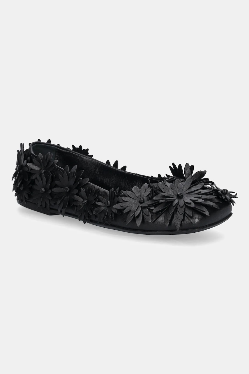 AGL balerini de piele Ceramic Full Flowers culoarea negru, D840008PGKF0551013