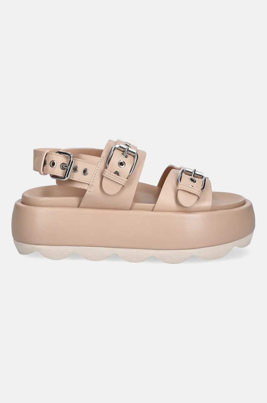 Кожаные сандалии AGL Gwendoline Sporty женские цвет бежевый на платформе D690008PHSOFTY0551 Кожаные сандалии AGL Gwendoline Sporty женские цвет бежевый на платформе D690008PHSOFTY0551