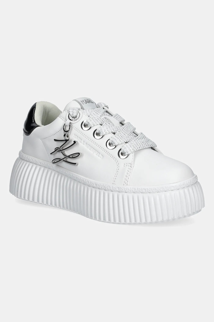 Karl Lagerfeld sneakers din piele KREEPER LO culoarea alb, KL42376A