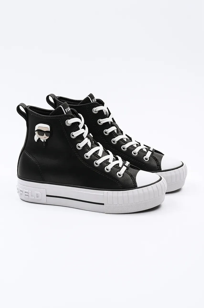 Кожаные кеды Karl Lagerfeld KAMPUS MAX NFT женские цвет чёрный KL60445T Кожаные кеды Karl Lagerfeld KAMPUS MAX NFT женские цвет чёрный KL60445T