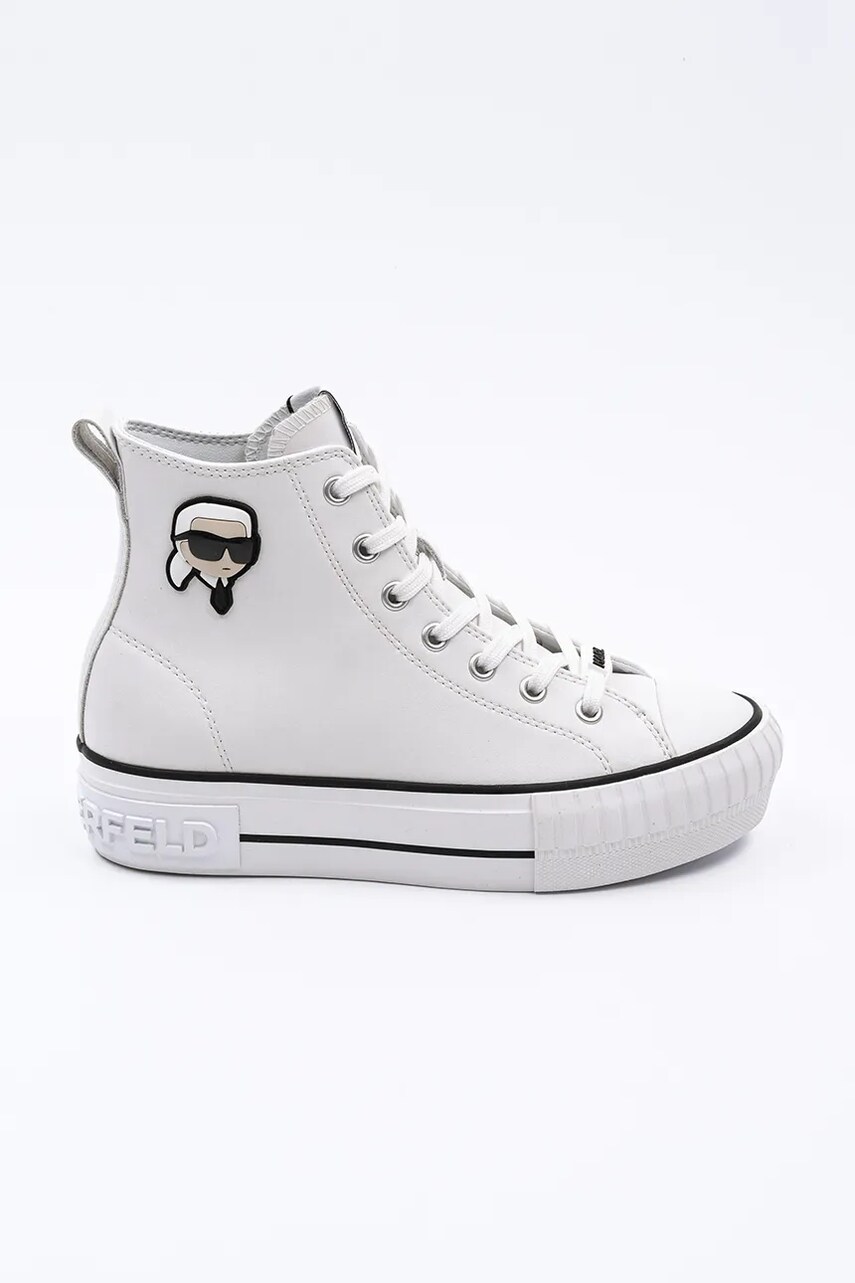 Karl Lagerfeld tenisi de piele KAMPUS MAX NFT femei, culoarea alb, KL60445T