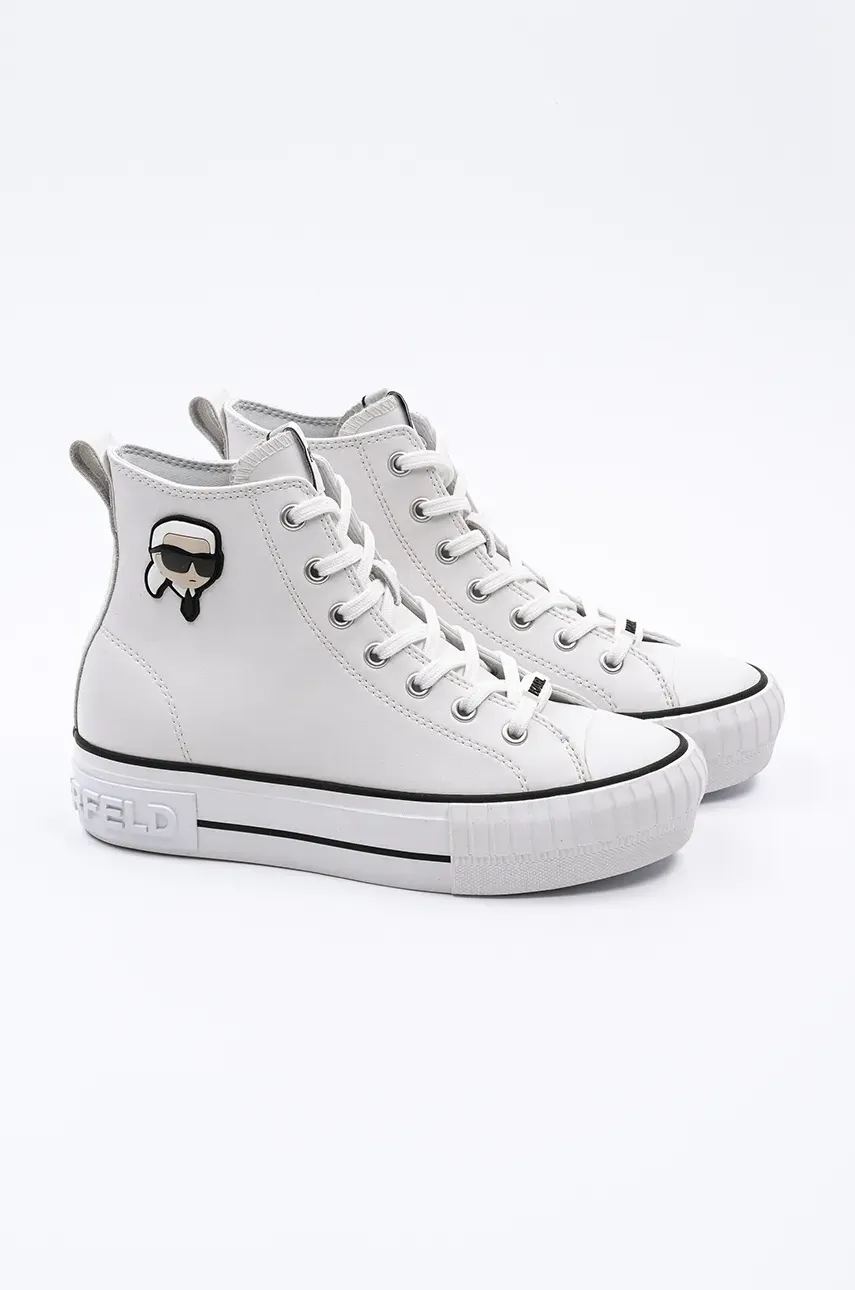 Кожаные кеды Karl Lagerfeld KAMPUS MAX NFT женские цвет белый KL60445T Кожаные кеды Karl Lagerfeld KAMPUS MAX NFT женские цвет белый KL60445T