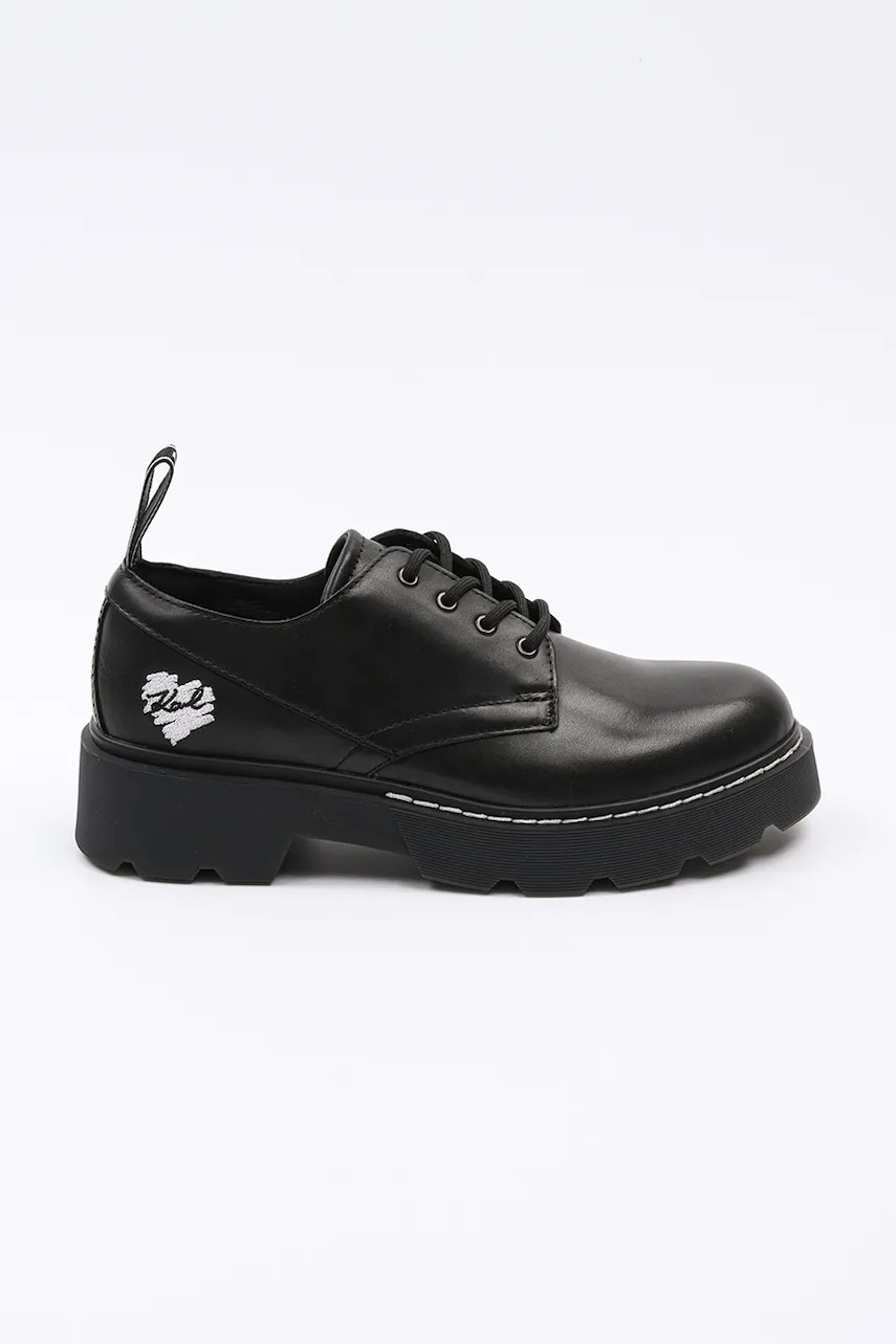 Karl Lagerfeld pantofi de piele KAMDEN femei, culoarea negru, cu platforma, KL40421H