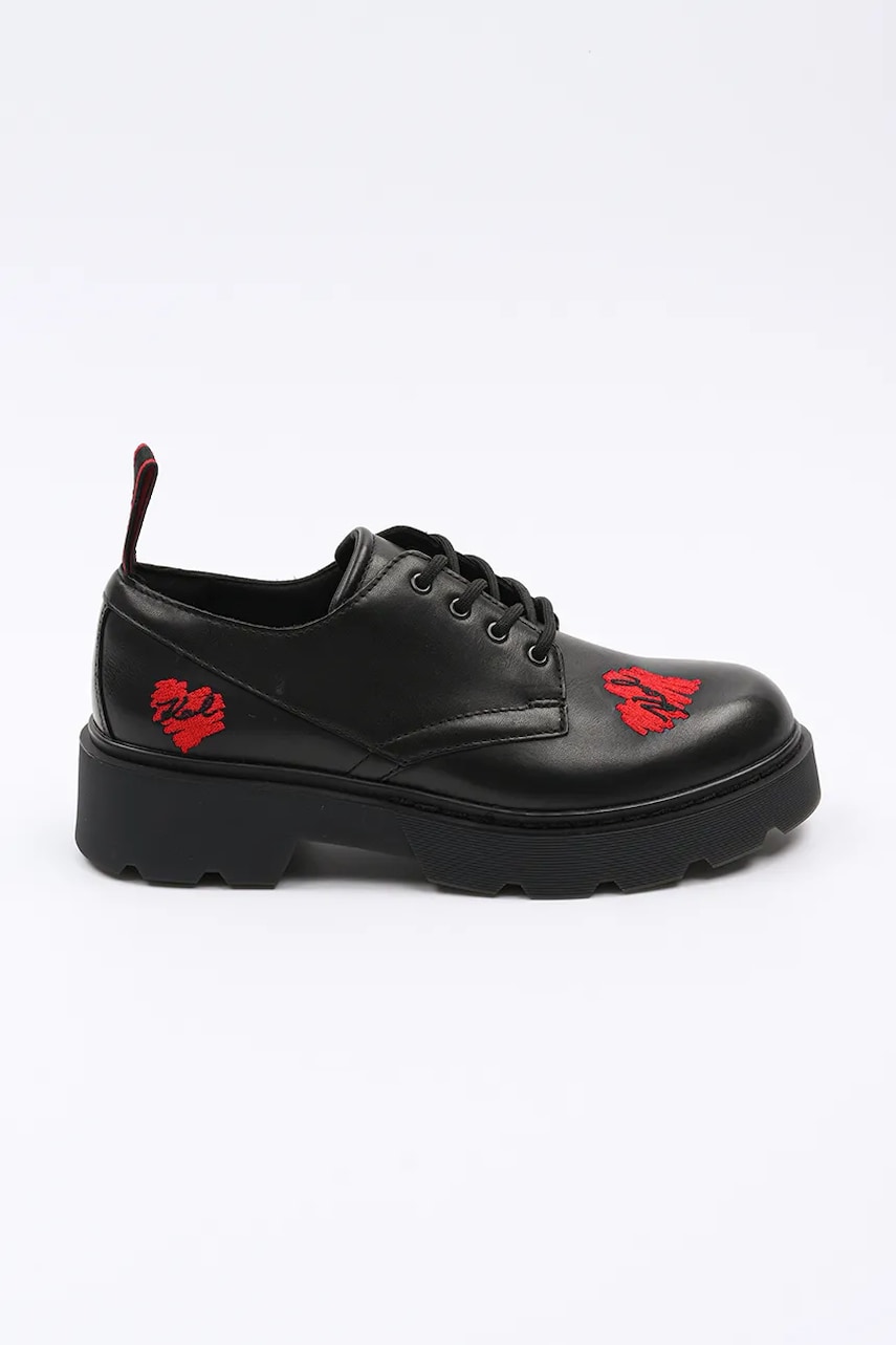 Karl Lagerfeld pantofi de piele KAMDEN femei, culoarea negru, cu platforma, KL40421V