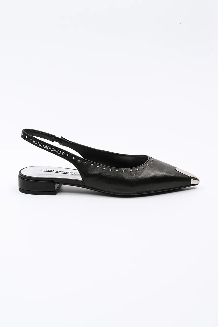 Karl Lagerfeld balerini de piele KERRIE culoarea negru, cu toc deschis, KL40151