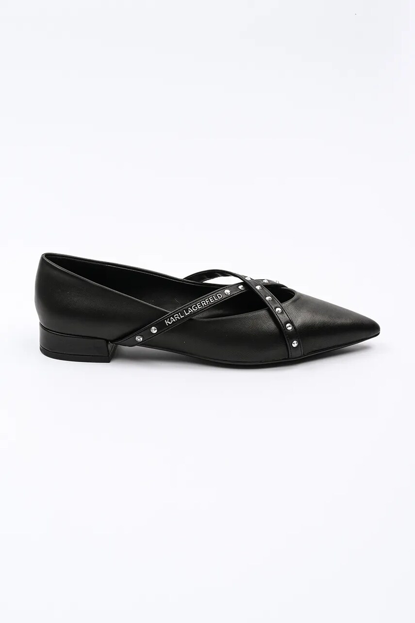 Karl Lagerfeld balerini de piele KERRIE culoarea negru, KL40155