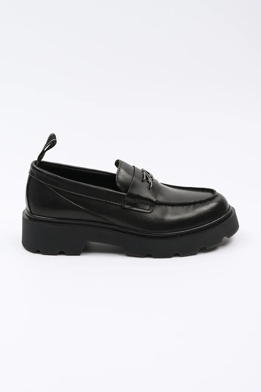 Karl Lagerfeld mocasini de piele KAMDEN femei, culoarea negru, cu platforma, KL40413