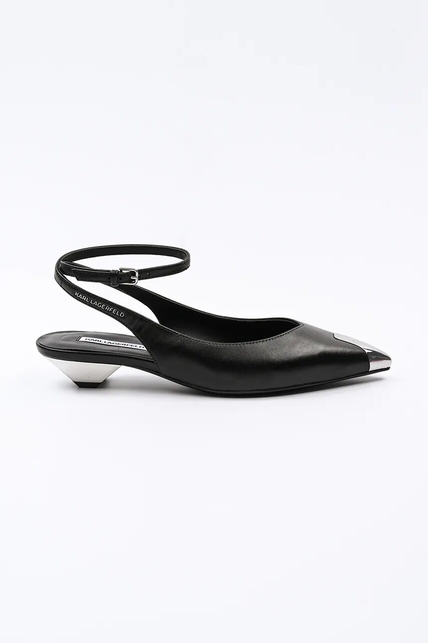 Karl Lagerfeld balerini de piele MILLIE culoarea negru, cu toc deschis, KL40134