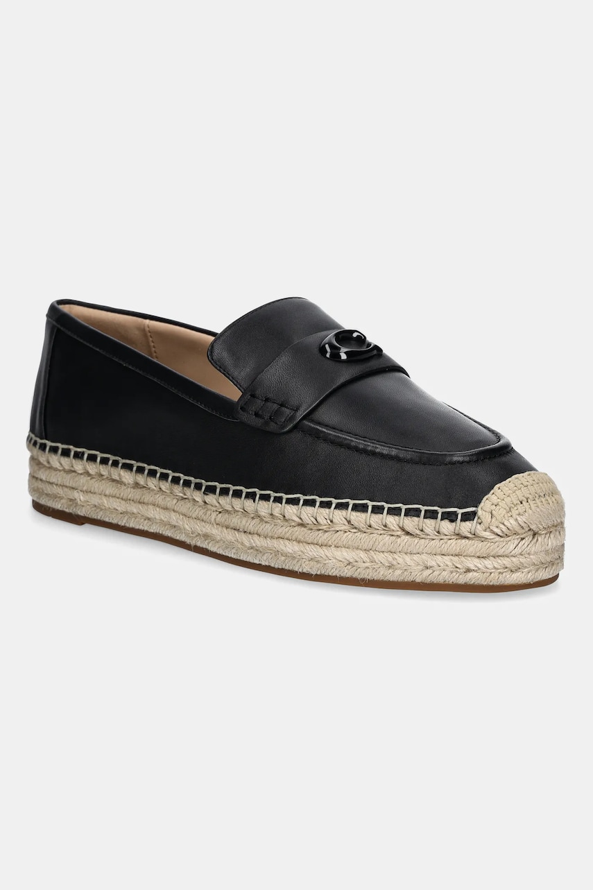 Coach espadrile de piele Camilla culoarea negru, cu platforma, CR045 Coach espadrile de piele Camilla culoarea negru, cu platforma, CR045