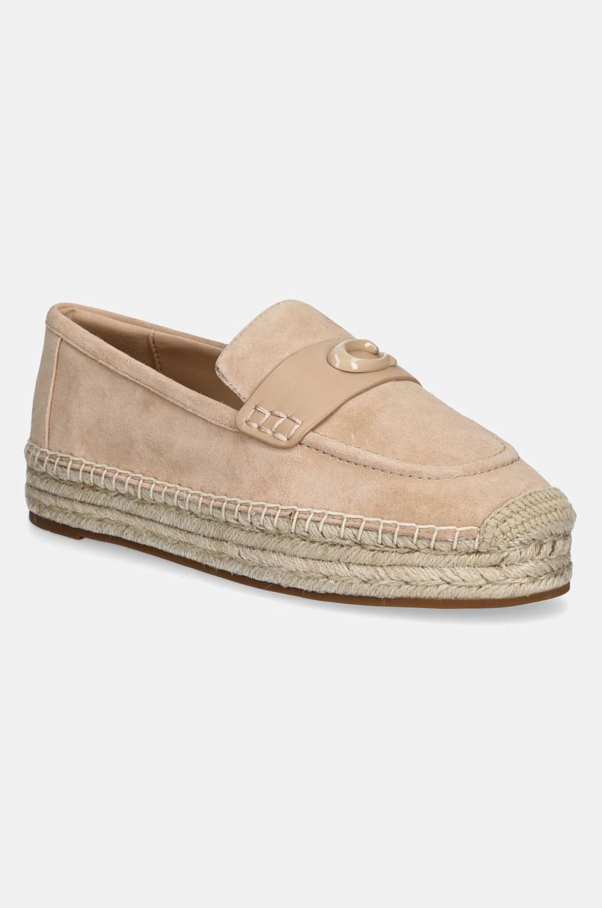 Coach espadrile din piele intoarsa Camilla culoarea bej, CR046