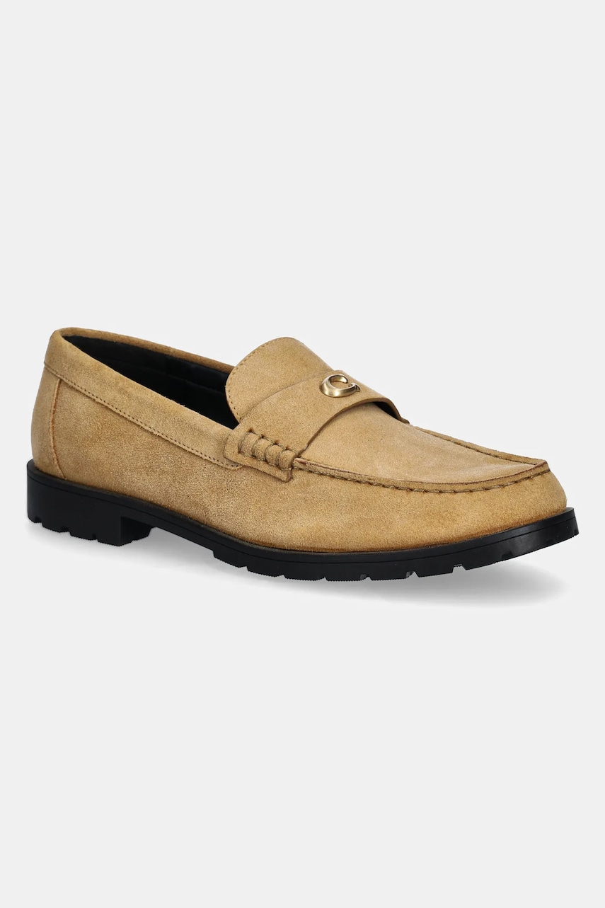 Coach mocasini din piele intoarsa Jocelyn femei, culoarea maro, cu toc plat, CZ376 Coach mocasini din piele intoarsa Jocelyn femei, culoarea maro, cu toc plat, CZ376