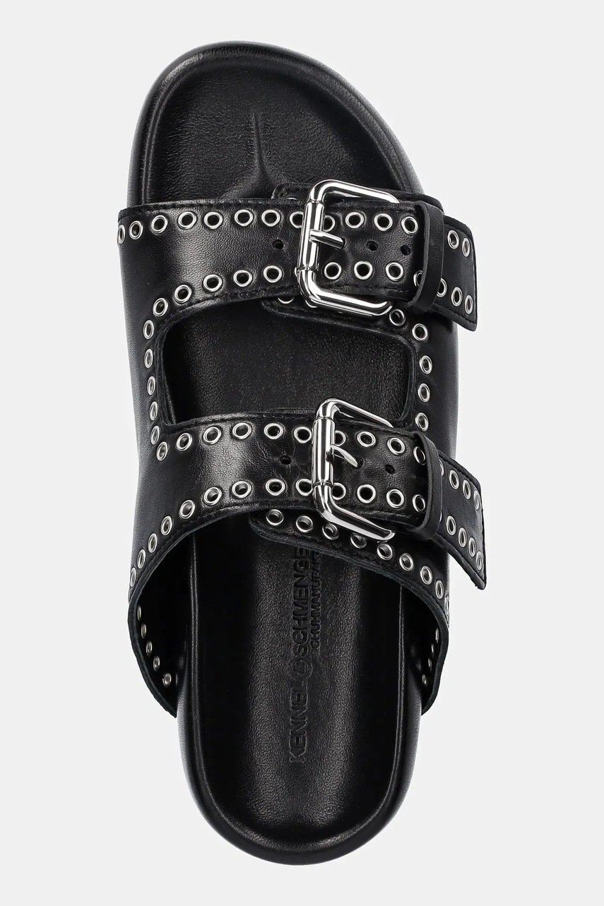 Δερμάτινες παντόφλες Kennel & Schmenger Soda γυναικείες, χρώμα: μαύρο, 51-96200 φωτογραφία