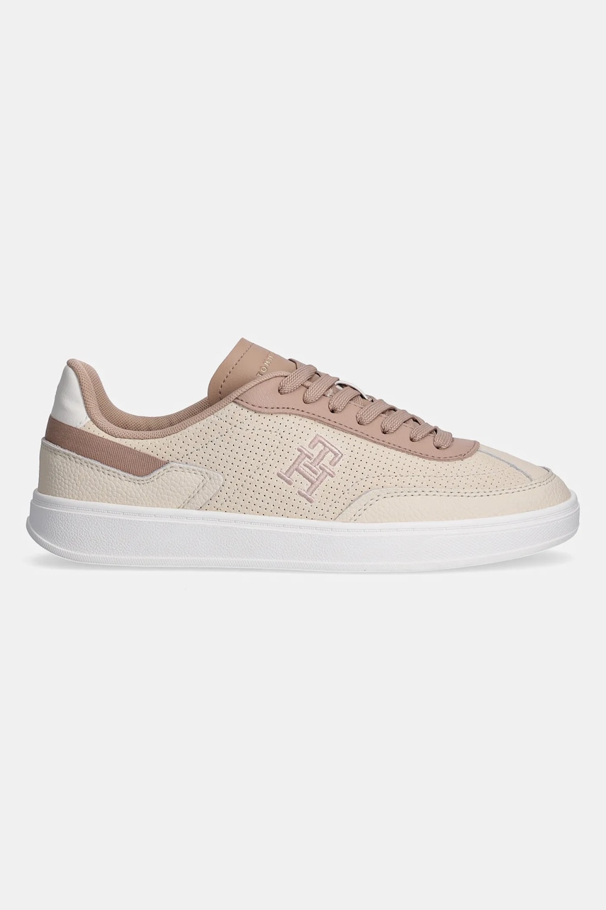 Кожаные кроссовки Tommy Hilfiger TH HERITAGE SNEAKER PERF цвет бежевый FW0FW08380 Кожаные кроссовки Tommy Hilfiger TH HERITAGE SNEAKER PERF цвет бежевый FW0FW08380