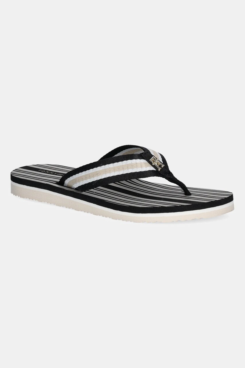 Levně Žabky Tommy Hilfiger IM TH PRINT BEACH SANDAL dámské, černá barva, na plochém podpatku, FW0FW08370