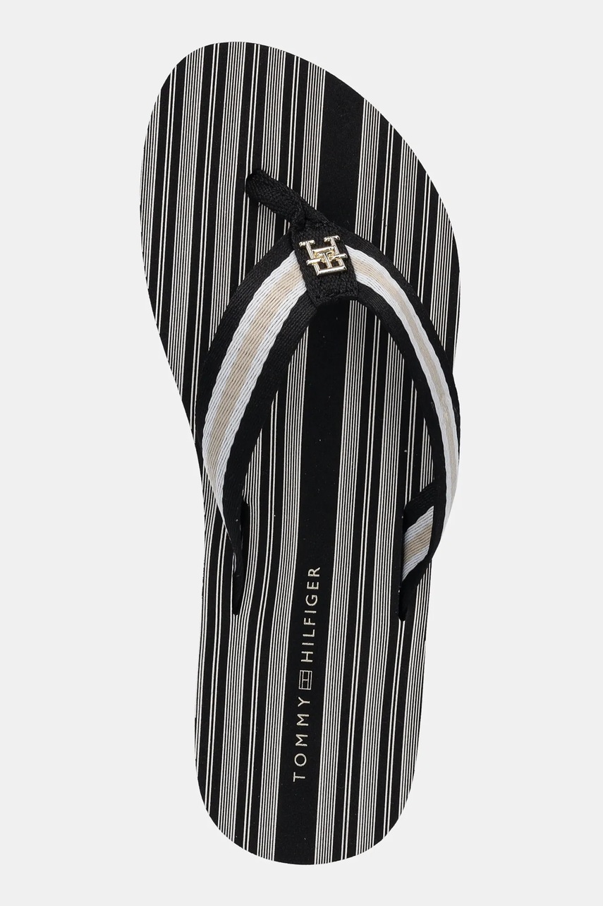 Σαγιονάρες Tommy Hilfiger IM TH PRINT BEACH SANDAL χρώμα: μαύρο, FW0FW08370 φωτογραφία
