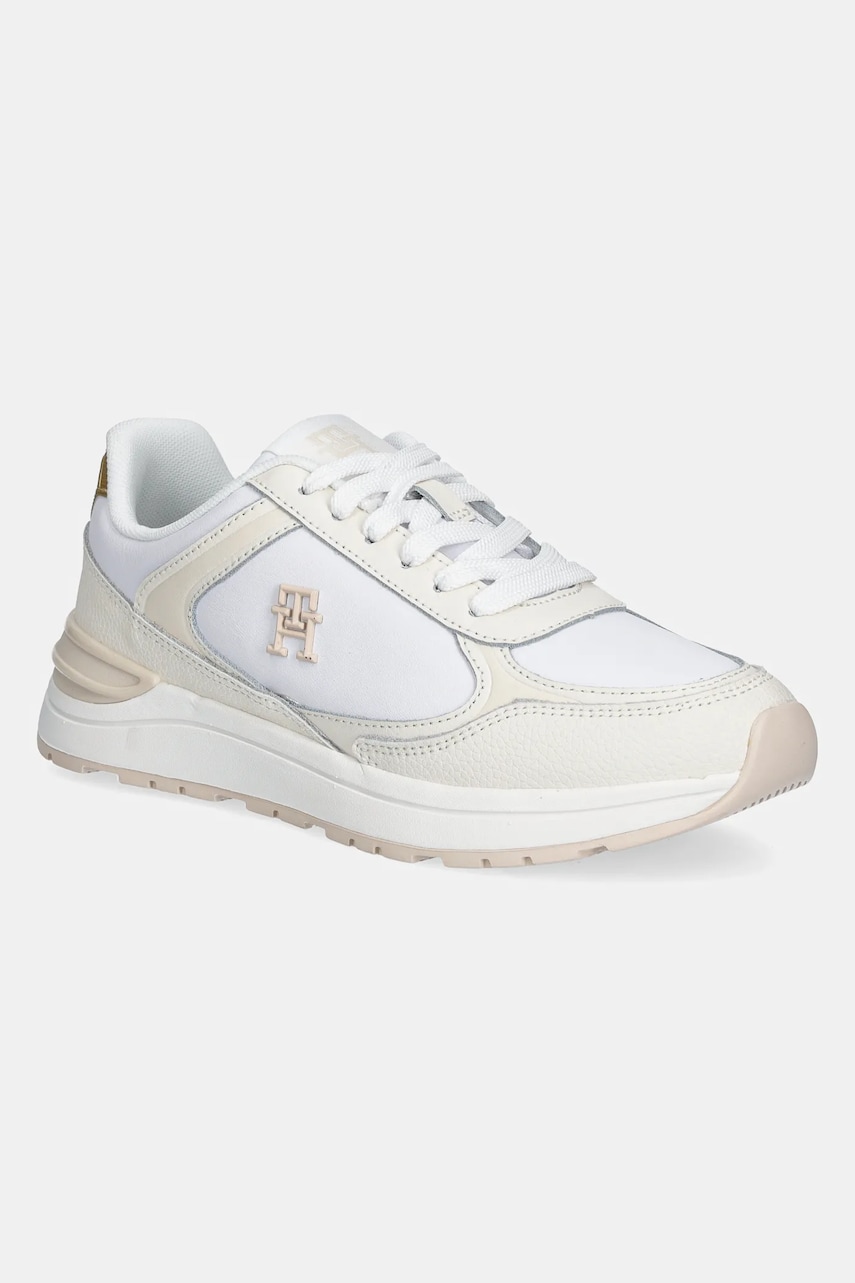 Levně Kožené sneakers boty Tommy Hilfiger CASUAL FASHION RUNNER LTHR bílá barva, FW0FW08325