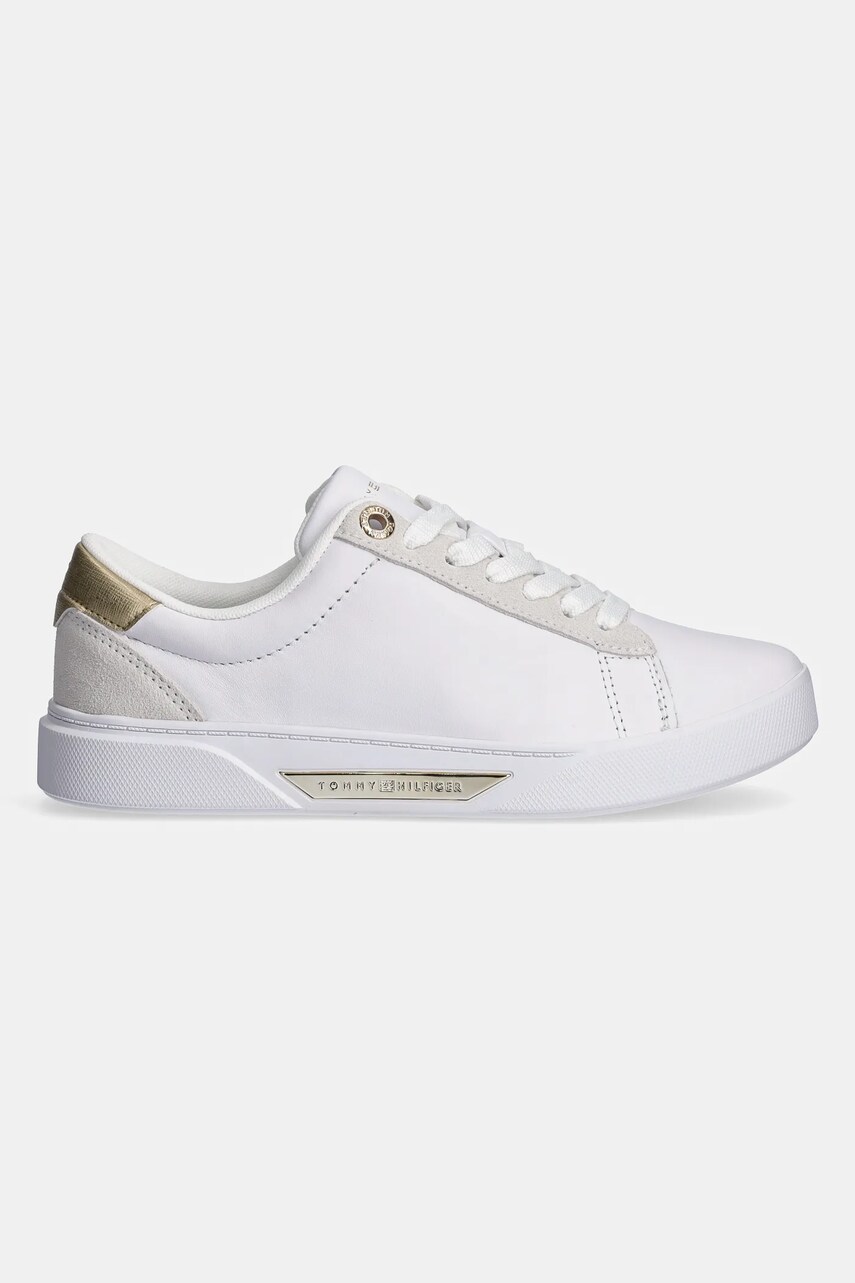 Кожаные кроссовки Tommy Hilfiger CHIC COURT SNEAKER цвет белый FW0FW08382 Кожаные кроссовки Tommy Hilfiger CHIC COURT SNEAKER цвет белый FW0FW08382