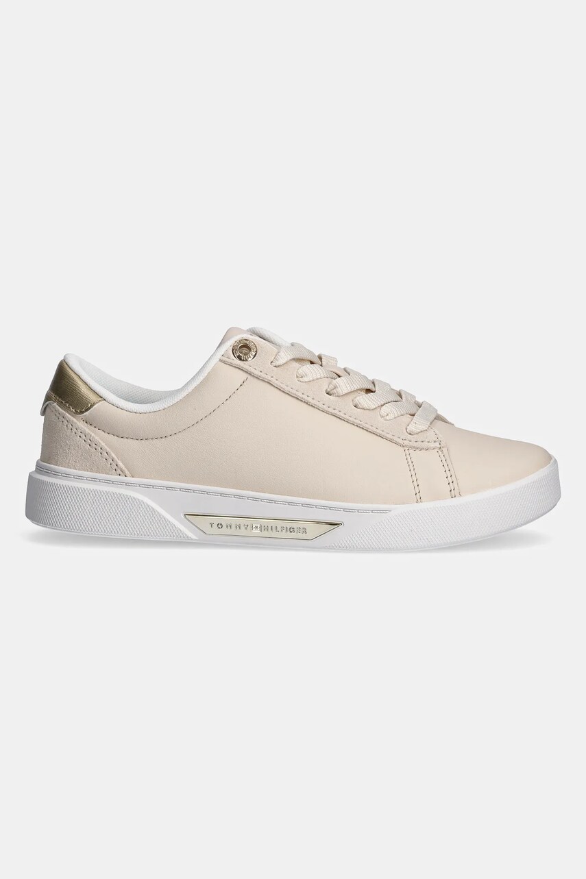 Кожаные кроссовки Tommy Hilfiger CHIC COURT SNEAKER цвет бежевый FW0FW08382 Кожаные кроссовки Tommy Hilfiger CHIC COURT SNEAKER цвет бежевый FW0FW08382