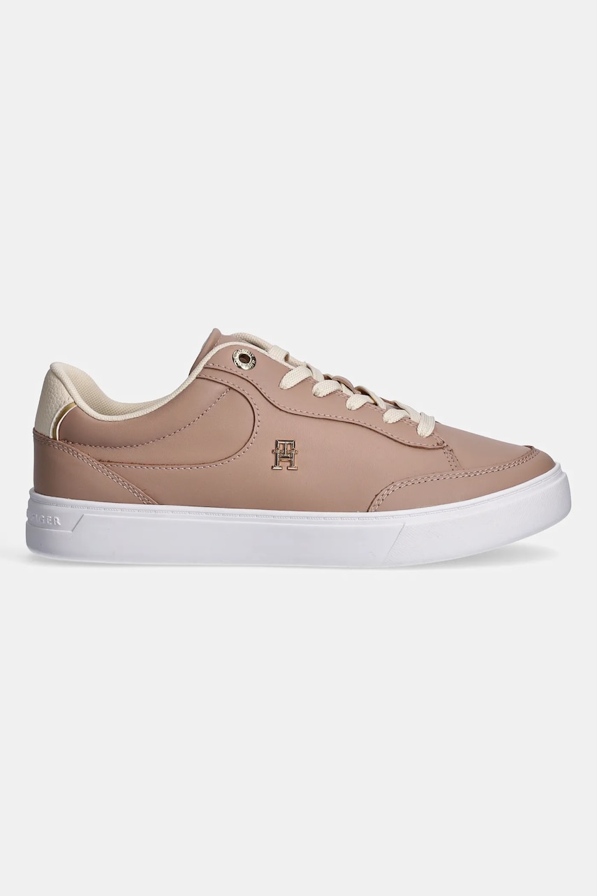 Кожаные кроссовки Tommy Hilfiger ESSENTIAL CHIC COURT SNEAKER цвет бежевый FW0FW08322 Кожаные кроссовки Tommy Hilfiger ESSENTIAL CHIC COURT SNEAKER цвет бежевый FW0FW08322