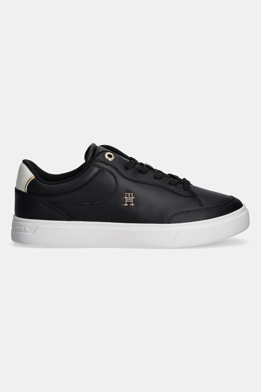 Кожаные кроссовки Tommy Hilfiger ESSENTIAL CHIC COURT SNEAKER цвет чёрный FW0FW08322 Кожаные кроссовки Tommy Hilfiger ESSENTIAL CHIC COURT SNEAKER цвет чёрный FW0FW08322