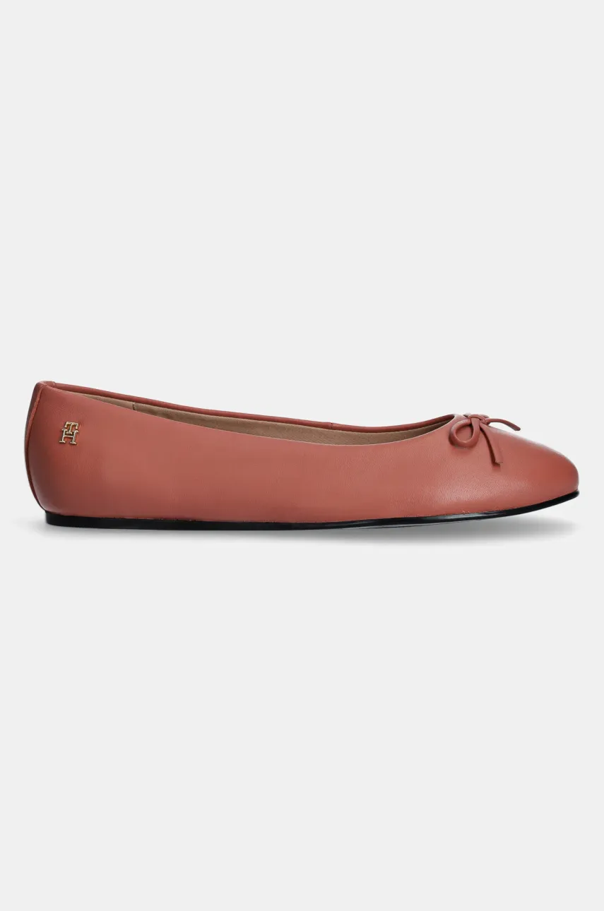Кожаные балетки Tommy Hilfiger BALLERINA LEATHER FLAT BOW цвет оранжевый FW0FW08359 Кожаные балетки Tommy Hilfiger BALLERINA LEATHER FLAT BOW цвет оранжевый FW0FW08359