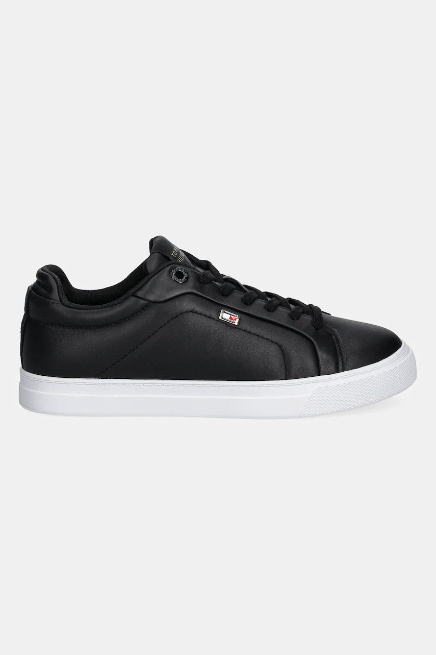 Кожаные кроссовки Tommy Hilfiger WOMENS ICON COURT SNEAKER FLAG цвет чёрный FW0FW08327 Кожаные кроссовки Tommy Hilfiger WOMENS ICON COURT SNEAKER FLAG цвет чёрный FW0FW08327
