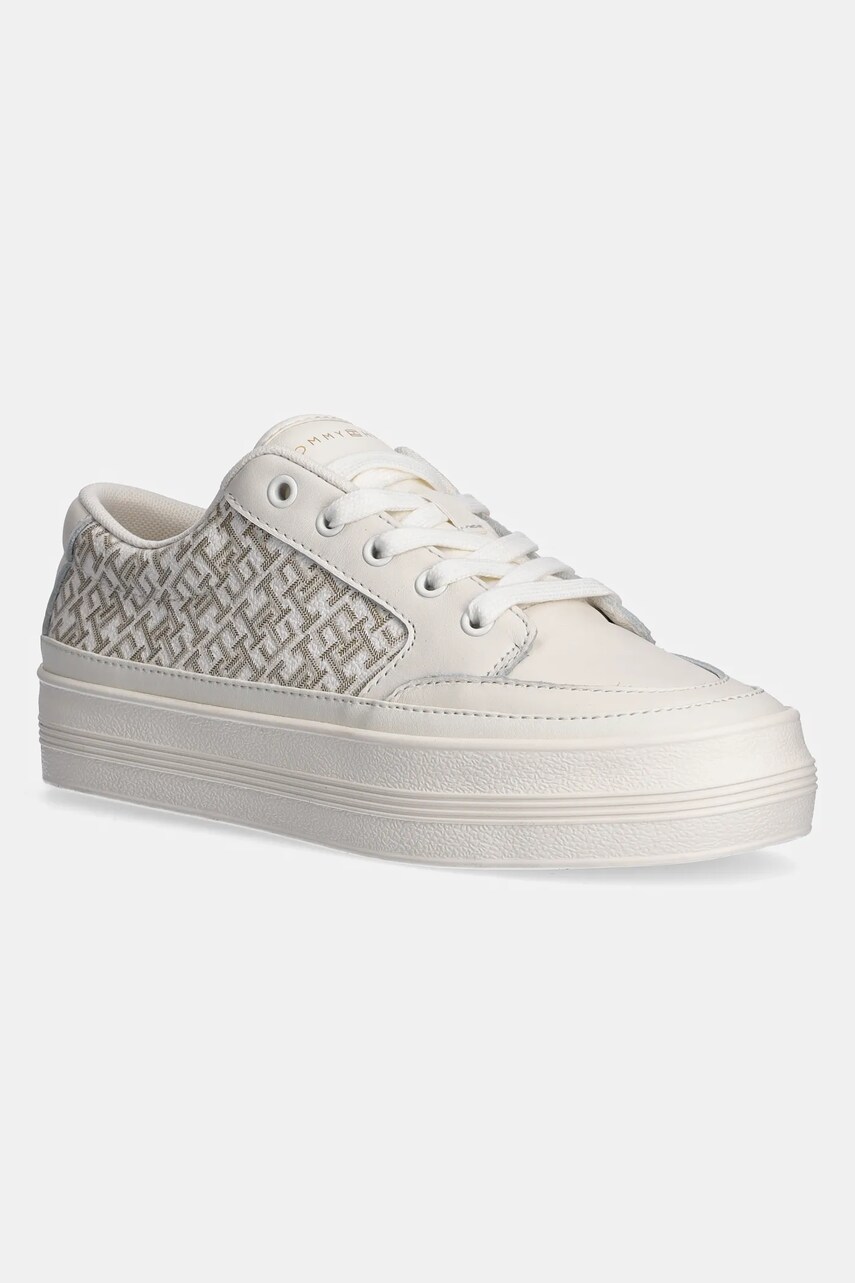 Levně Kožené sneakers boty Tommy Hilfiger VULC LEATHER SNEAKER MONOGRAM béžová barva, FW0FW08331