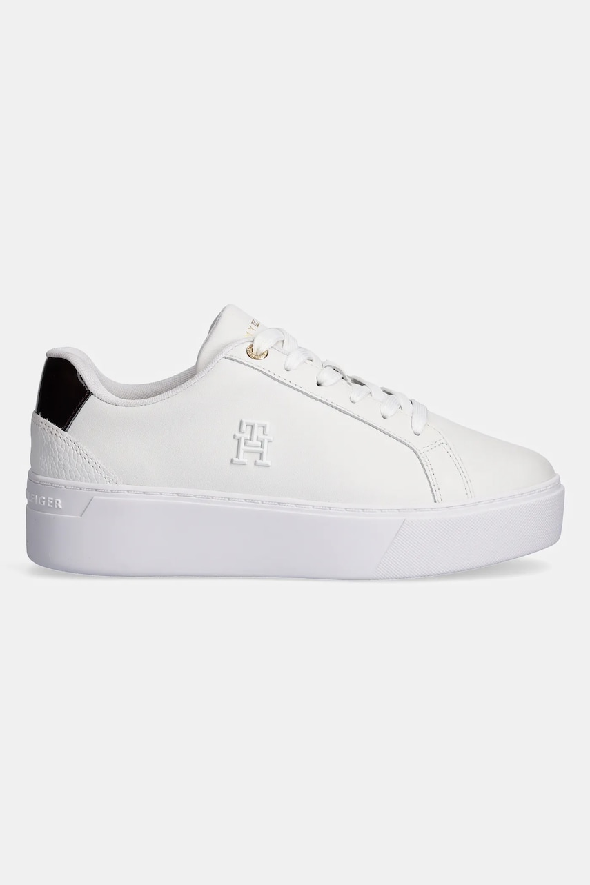 Кожаные кроссовки Tommy Hilfiger TH PLATFORM COURT SNEAKER цвет белый FW0FW08614 Кожаные кроссовки Tommy Hilfiger TH PLATFORM COURT SNEAKER цвет белый FW0FW08614