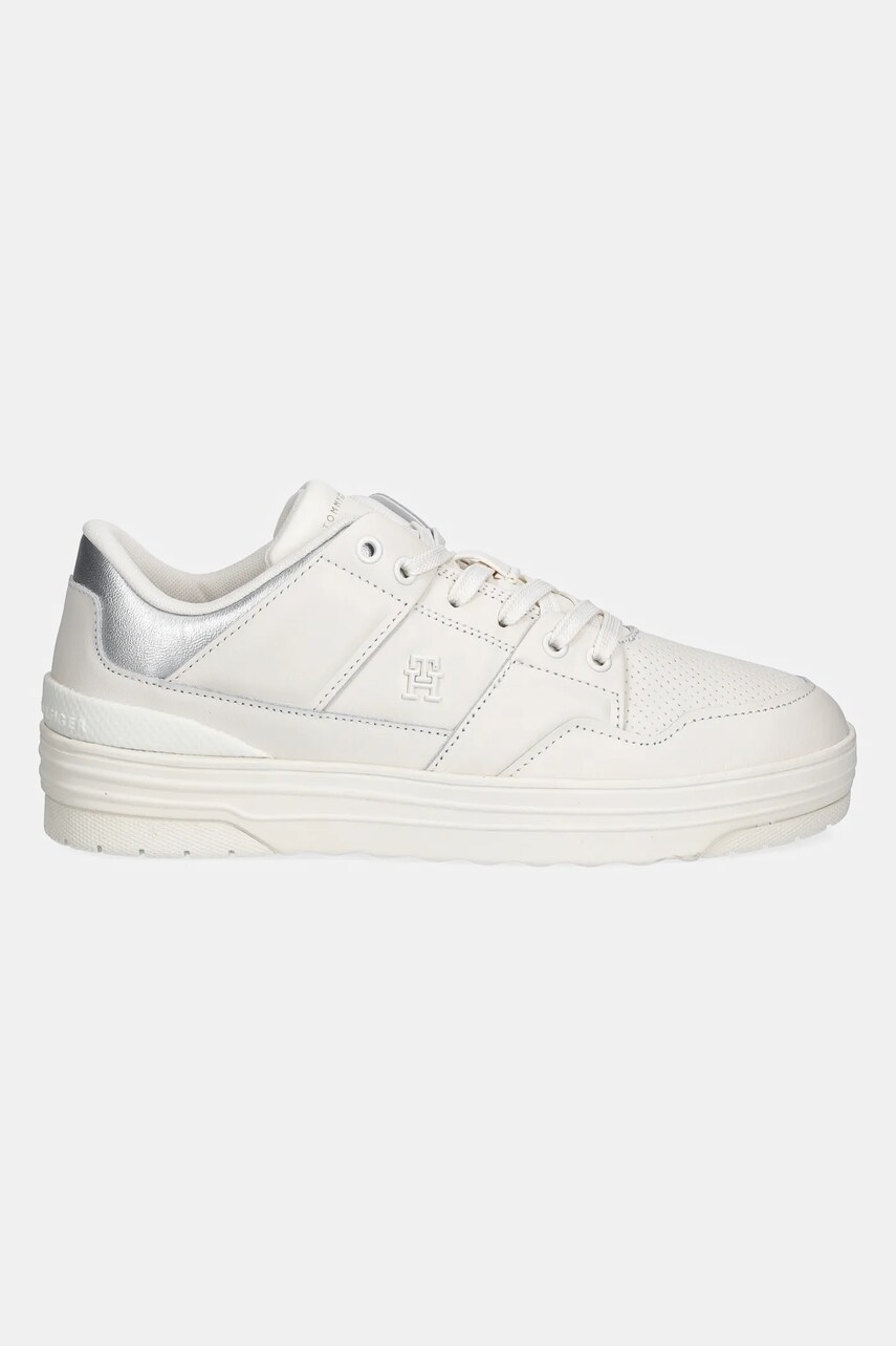 Кожаные кроссовки Tommy Hilfiger FEMININE BASKET SNEAKER цвет бежевый FW0FW08326 Кожаные кроссовки Tommy Hilfiger FEMININE BASKET SNEAKER цвет бежевый FW0FW08326