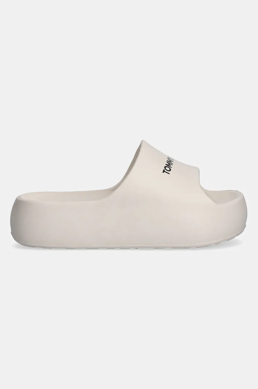 Шлепанцы Tommy Jeans TJW FLATFORM POOL SLIDE ESS женские цвет бежевый на платформе EN0EN02763 Шлепанцы Tommy Jeans TJW FLATFORM POOL SLIDE ESS женские цвет бежевый на платформе EN0EN02763