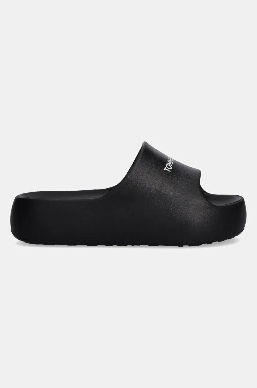 Шлепанцы Tommy Jeans TJW FLATFORM POOL SLIDE ESS женские цвет чёрный на платформе EN0EN02763 Шлепанцы Tommy Jeans TJW FLATFORM POOL SLIDE ESS женские цвет чёрный на платформе EN0EN02763
