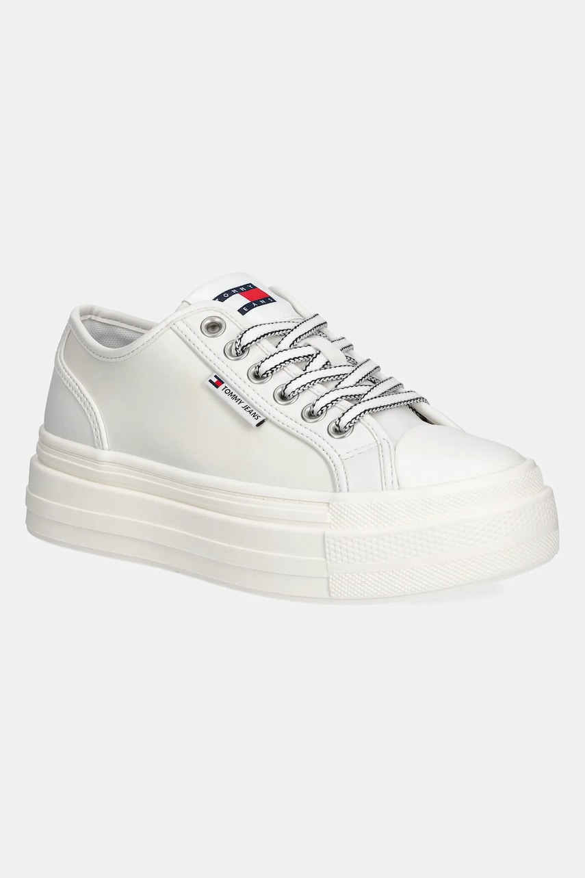Tommy Jeans tenisi de piele TJW FOXING VULC LC LEATHER femei, culoarea bej, EN0EN02714 Tommy Jeans tenisi de piele TJW FOXING VULC LC LEATHER femei, culoarea bej, EN0EN02714