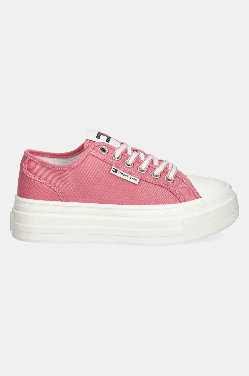 Кеды Tommy Jeans TJW FOXING FLATFORM SNEAKER LOW женские цвет розовый EN0EN02713 Кеды Tommy Jeans TJW FOXING FLATFORM SNEAKER LOW женские цвет розовый EN0EN02713