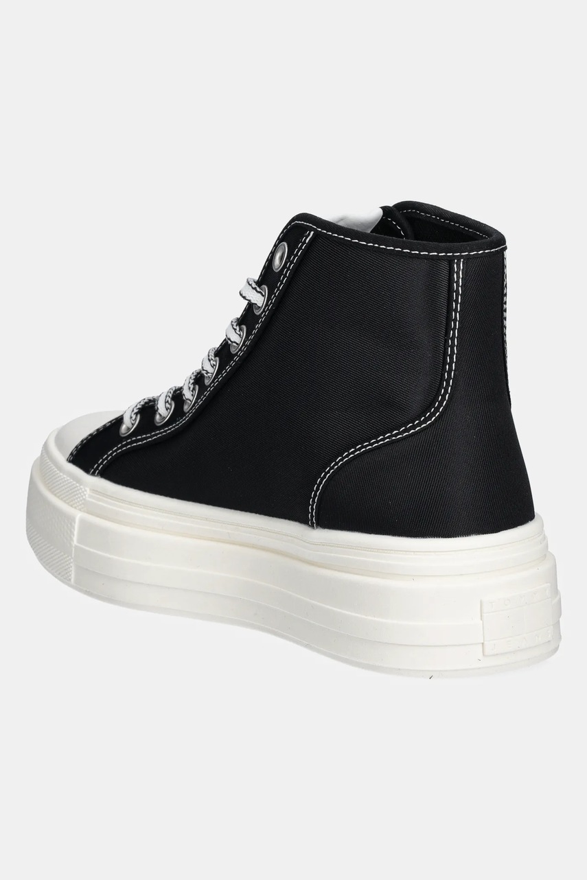 Кеди Tommy Jeans TJW FOXING FLATFORM SNEAKER HIGH жіночі колір чорний EN0EN02704 