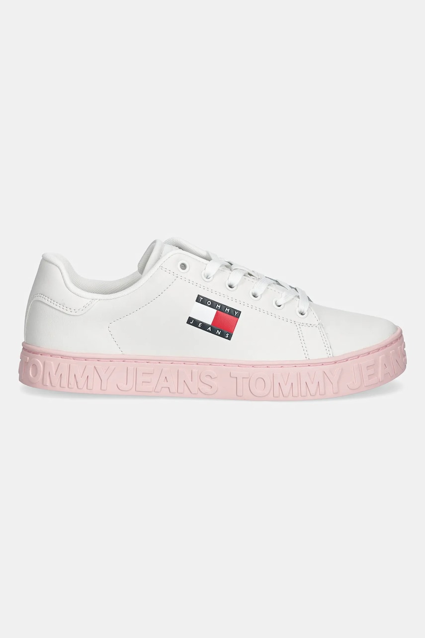 Кожаные кроссовки Tommy Jeans TJW LOGO SNEAKER ESS цвет бежевый EN0EN02703 Кожаные кроссовки Tommy Jeans TJW LOGO SNEAKER ESS цвет бежевый EN0EN02703