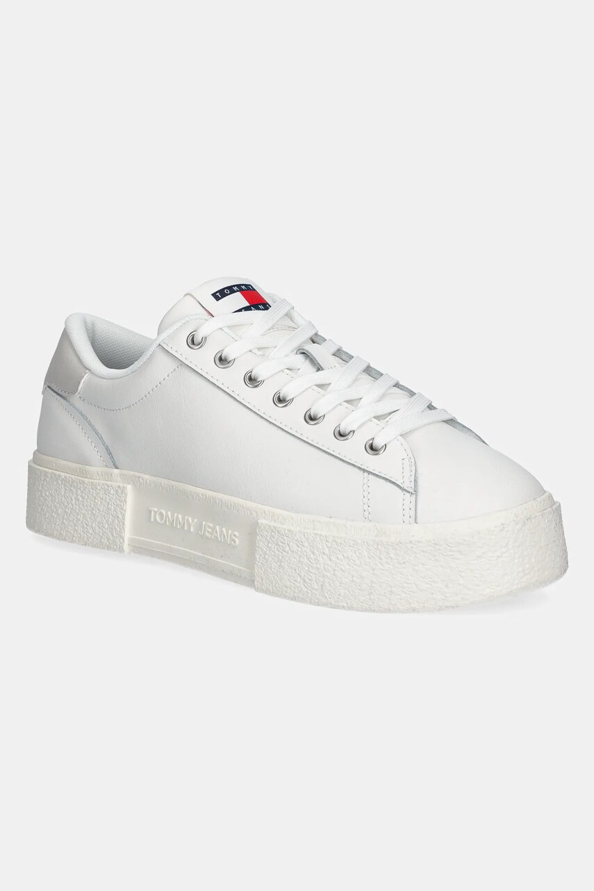 Tommy Jeans Adidasi din piele TJW FLATFORM SNEAKER culoarea alb, EN0EN02698
