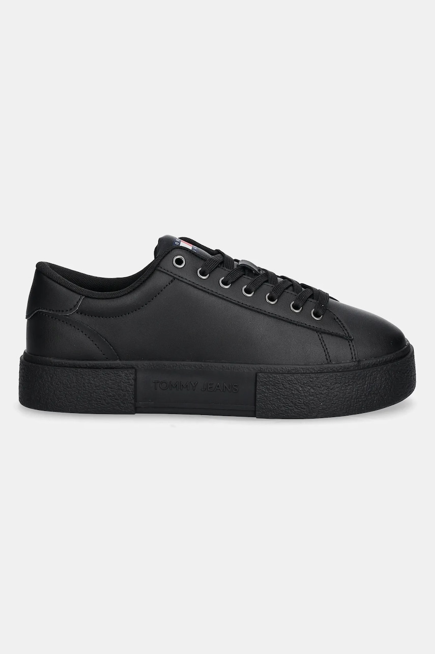 Кожаные кроссовки Tommy Jeans TJW FLATFORM SNEAKER цвет чёрный EN0EN02698 Кожаные кроссовки Tommy Jeans TJW FLATFORM SNEAKER цвет чёрный EN0EN02698