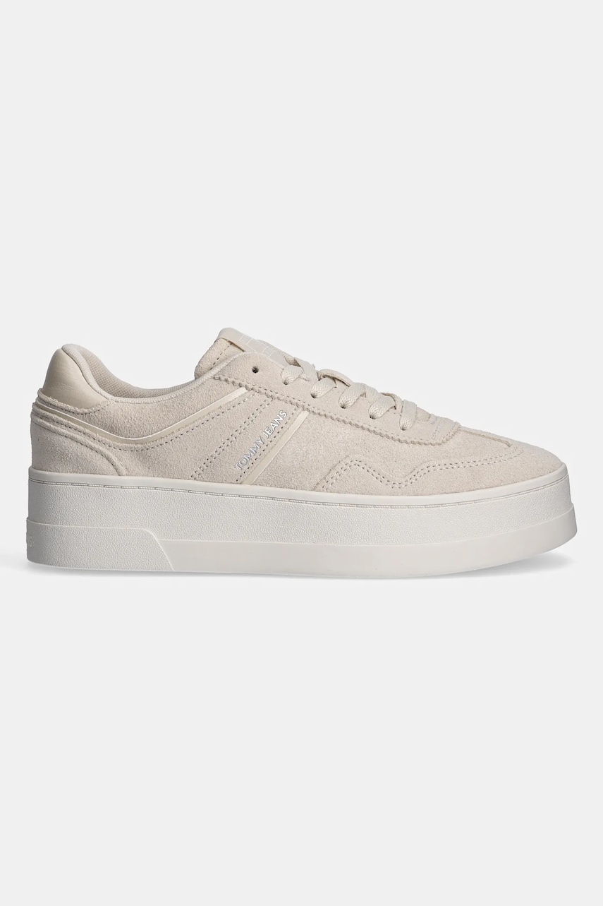 Замшевые кроссовки Tommy Jeans THE GREENWICH FLATFORM ELEVATED цвет бежевый EN0EN02676 Замшевые кроссовки Tommy Jeans THE GREENWICH FLATFORM ELEVATED цвет бежевый EN0EN02676