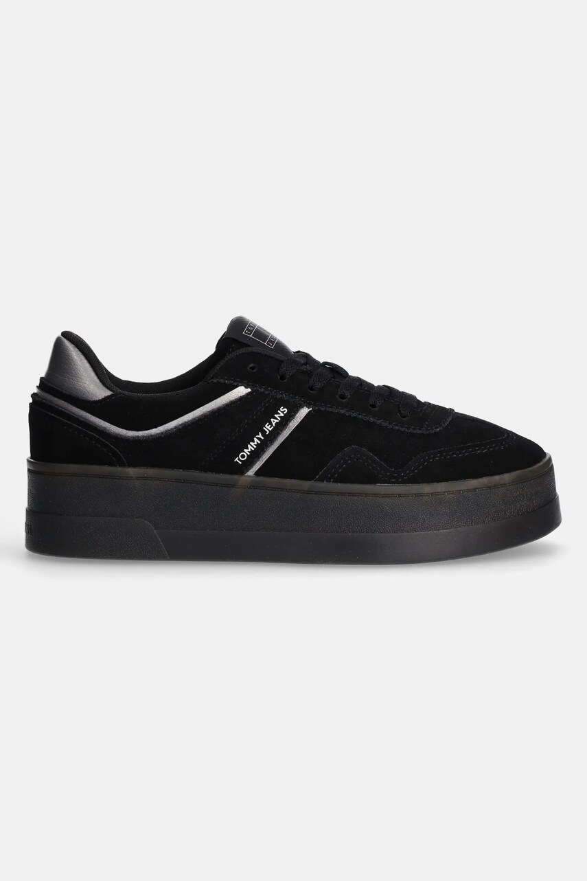Замшевые кроссовки Tommy Jeans THE GREENWICH FLATFORM ELEVATED цвет чёрный EN0EN02676 Замшевые кроссовки Tommy Jeans THE GREENWICH FLATFORM ELEVATED цвет чёрный EN0EN02676