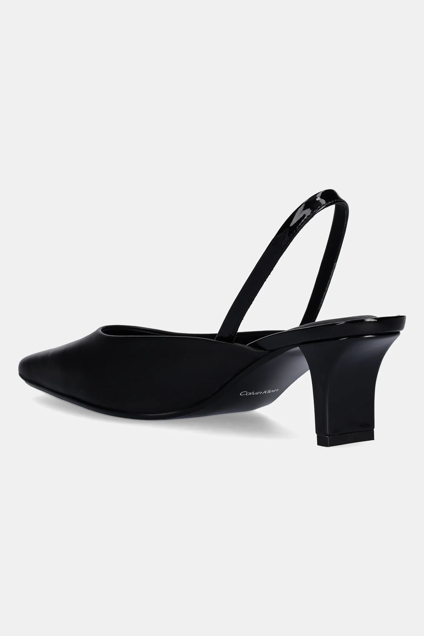 Δερμάτινες γόβες Calvin Klein HEEL SLING PUMP 50 - LTH χρώμα: μαύρο, HW0HW02267 φωτογραφία