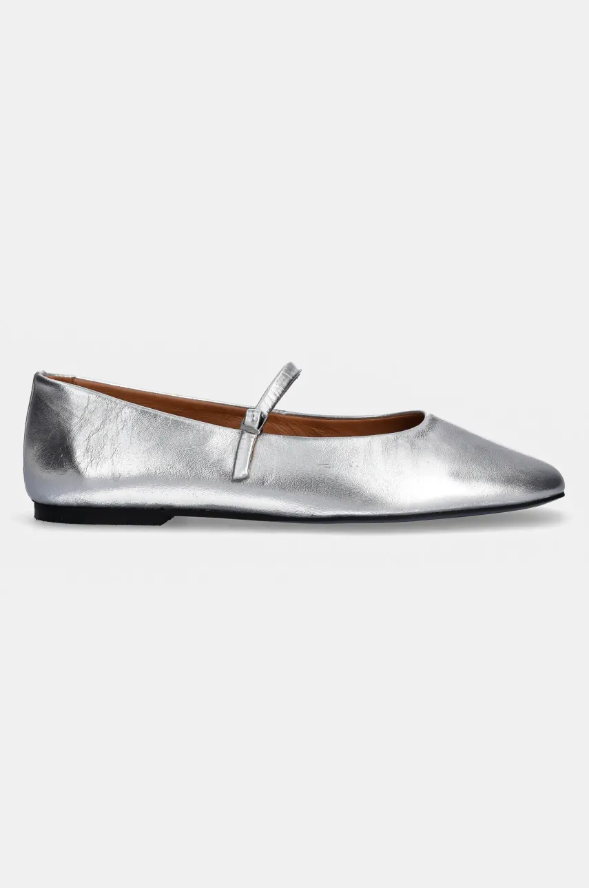 Кожаные балетки Calvin Klein MARY JANE BALLERINA - MET цвет серебрянный HW0HW02269 Кожаные балетки Calvin Klein MARY JANE BALLERINA - MET цвет серебрянный HW0HW02269
