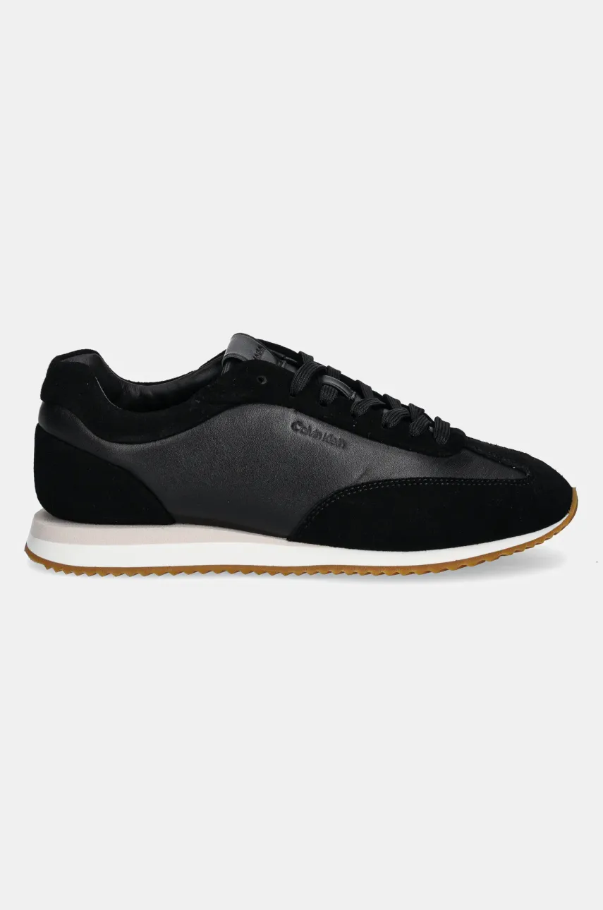 Кожаные кроссовки Calvin Klein RUNNER LACE UP - LTH SUE MIX цвет чёрный HW0HW02286 Кожаные кроссовки Calvin Klein RUNNER LACE UP - LTH SUE MIX цвет чёрный HW0HW02286