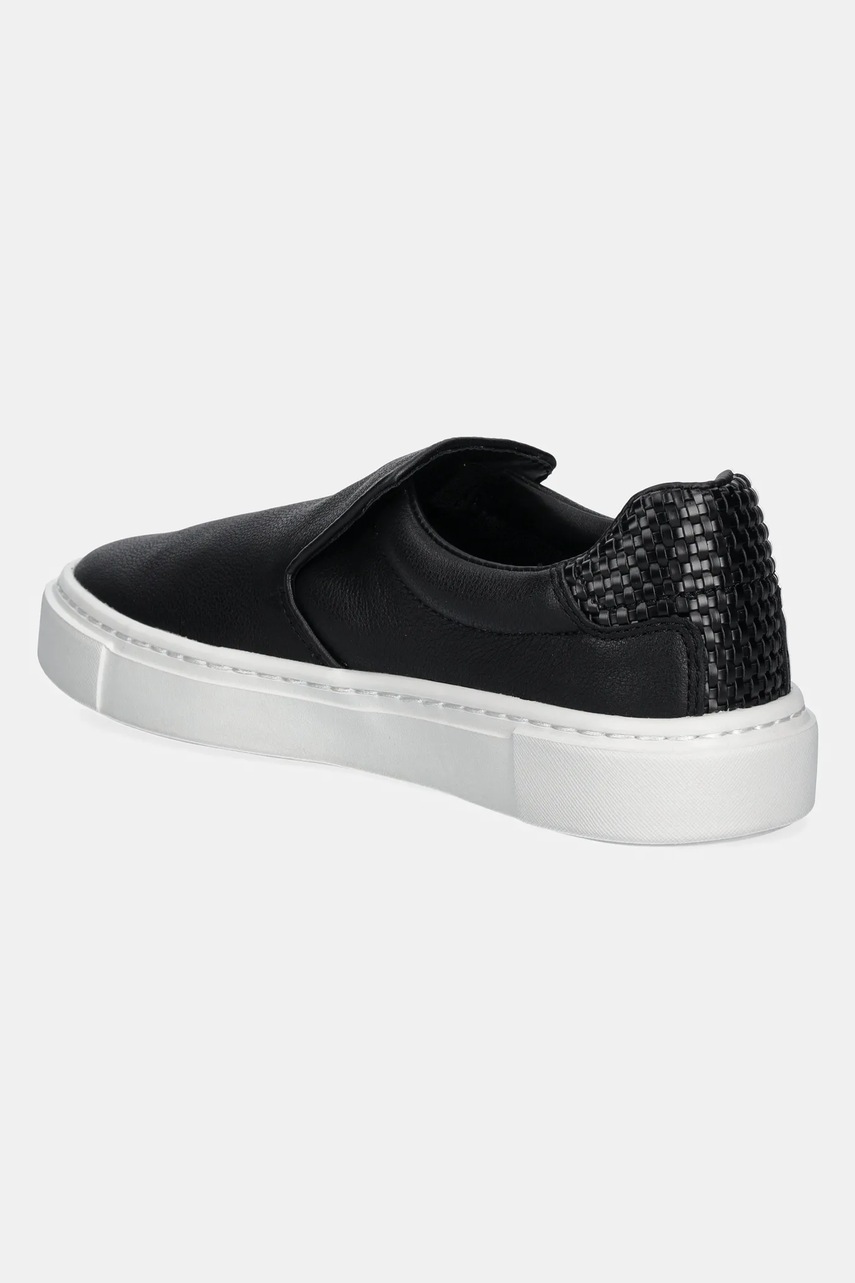 Шкіряні кеди Calvin Klein CUPSOLE SLIP ON - WOVEN LTH жіночі колір чорний HW0HW02297 
